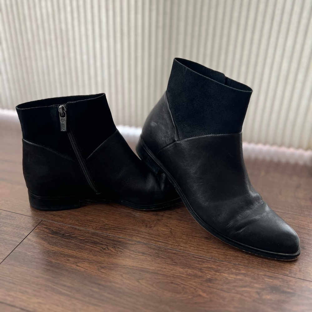 Isola Black Leather & Suede Ankle Booties